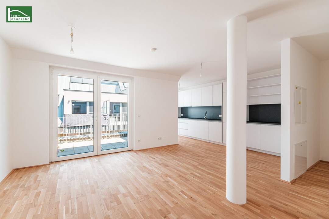 Erstbezug mit Terrasse und hochwertiger Küche nahe Kagraner Platz! Top Ausstattung und Klima-Vorbereitung. - WOHNTRAUM