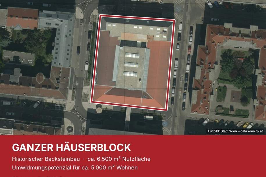 GANZER HÄUSERBLOCK | Historischer Backsteinbau mit ca. 6.500 m² Nutzfläche | Umwidmungspotenzial für ca. 5.000 m² Wohnen | Hauptbahnhof in ca. 10 Minuten, Gewerbeobjekt-kauf, 12.700.000,€, 1100 Wien 10., Favoriten