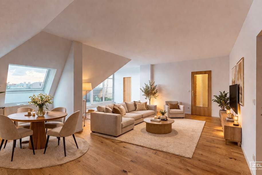 LIESING - Nähe Riverside | geräumige Dachgeschosswohnung mit großzügigem Wohnbereich, Terrasse &amp; extra Küche | ZELLMANN IMMOBILIEN, Wohnung-kauf, 599.000,€, 1230 Wien 23., Liesing