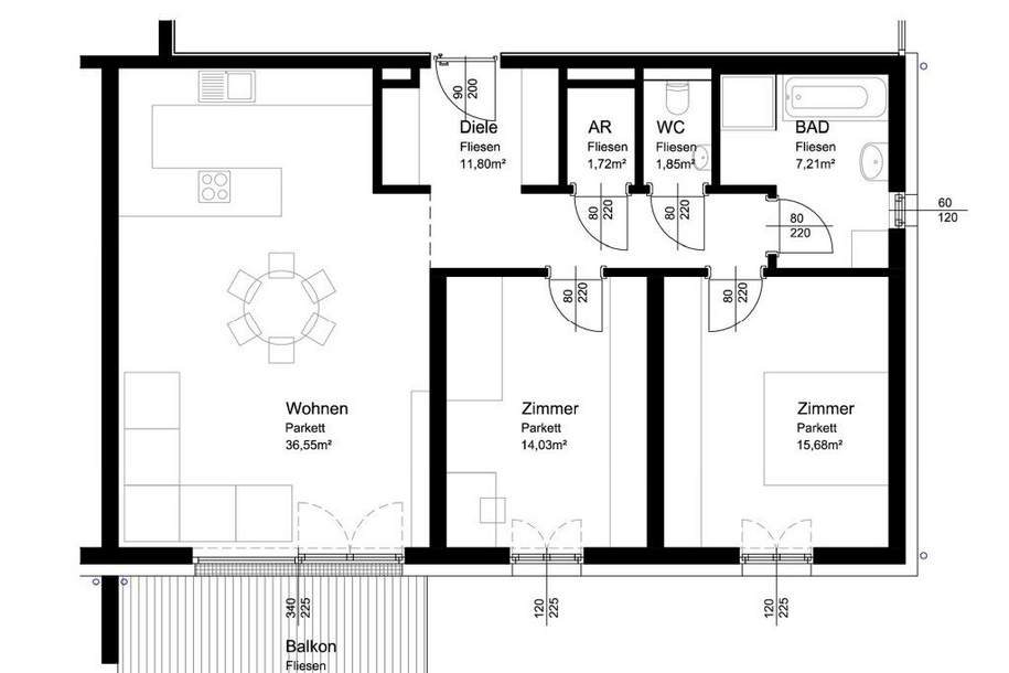 Lichtenegg / Wels: 3 Zimmer Neubau Wohnung mit Balkon und Stellplatz, Wohnung-kauf, 397.500,€, 4600 Wels(Stadt)