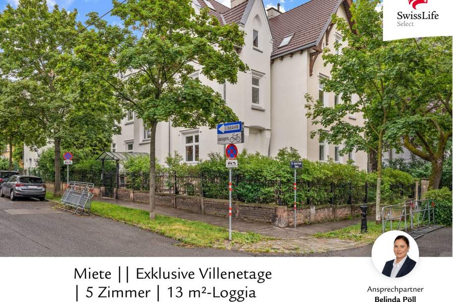 Miete || Exklusive Villenetage | 5 Zimmer | 13 m²-Loggia, Wohnung-miete, 3.641,00,€, 1180 Wien 17., Hernals