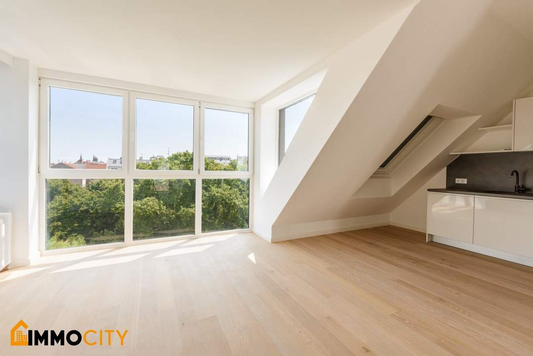 Erstbezug zur Miete – großzügige Dachgeschosswohnung mit 33,50 m² Südwest-Dachterrasse am Erlachplatz