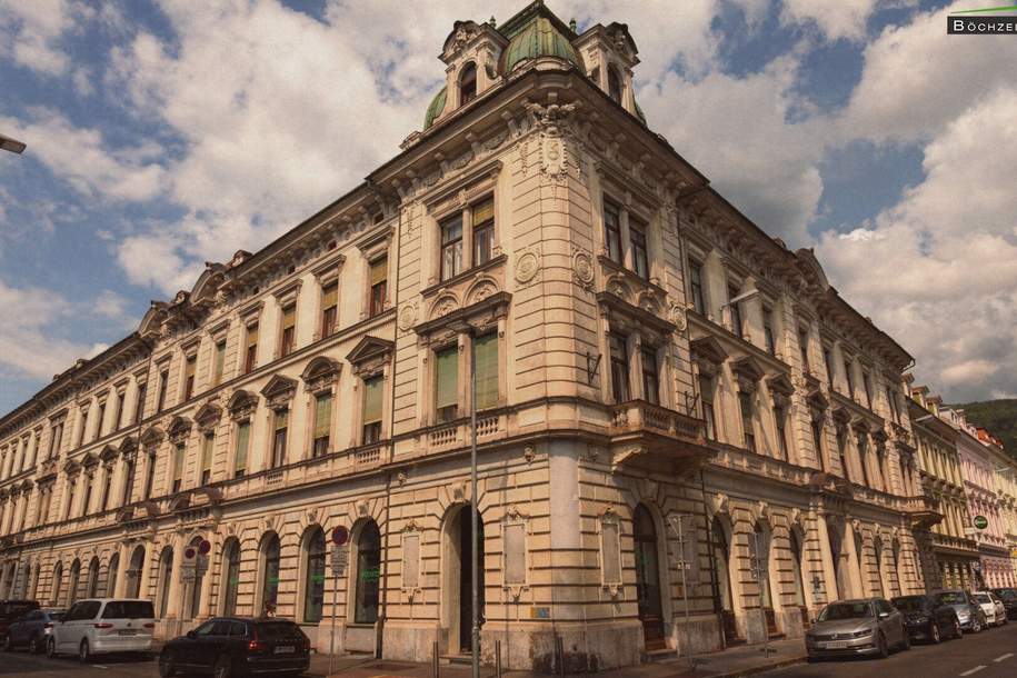 Luxuriöse Altbauwohnung mit großer Wohnküche, möbliertem Schrankraum &amp; sonnigem Eckbalkon im Kremplhof - Leoben Josefee, Wohnung-miete, 1.899,82,€, 8700 Leoben