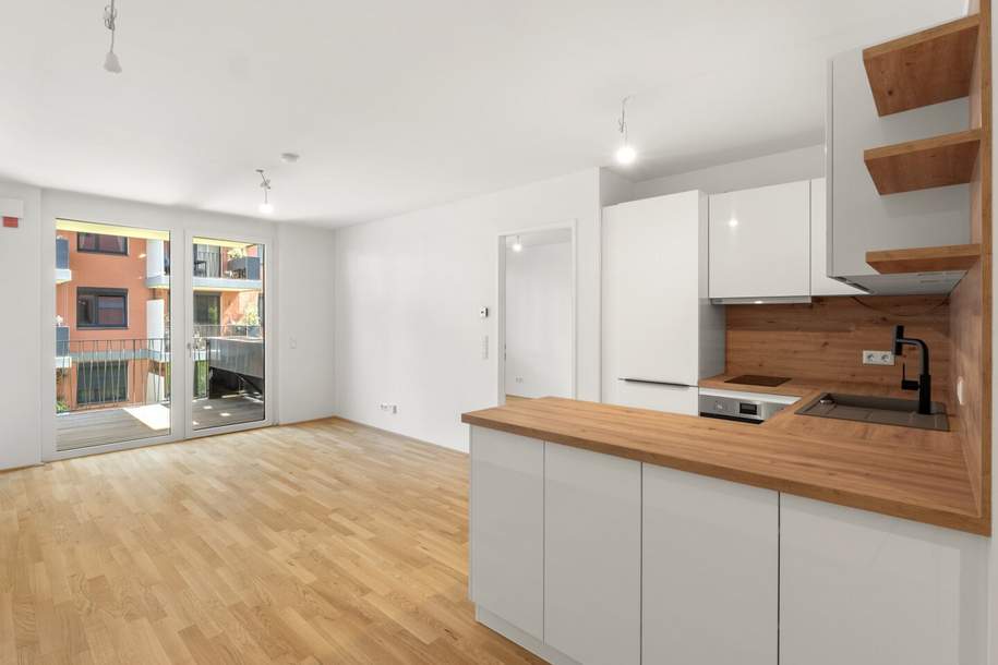 Erstbezug in Kagran! Moderne 2-Zimmer-Wohnung mit Balkon | Fitnessraum & Dachterrasse, Wohnung-kauf, 374.900,€, 1220 Wien 22., Donaustadt