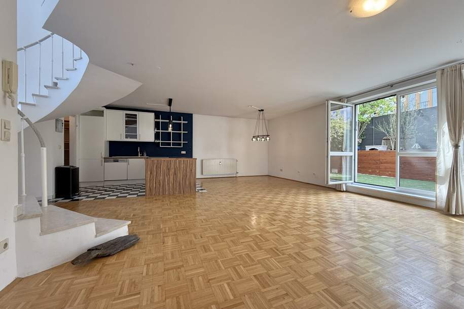 Wohnen auf zwei Ebenen I 99 m² Außenfläche I großzügige Wohnküche I familienfreundliche ruhige Einbahnstraße I hauseigene Tiefgarage, Wohnung-kauf, 499.000,€, 1220 Wien 22., Donaustadt