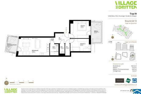 URBAN DAHEIM - VILLAGE IM DRITTEN, Wohnung-kauf, 354.000,€, 1030 Wien 3., Landstraße
