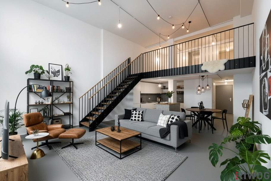 ERSTBEZUG nach Sanierung | Außergewöhnliches Loft mit Raumhöhe bis zu ca. 4,90 m | Büro/Praxis Nutzung und Kurzzeitvermietung möglich, Wohnung-kauf, 545.000,€, 1210 Wien 21., Floridsdorf