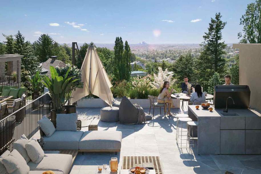 Dacherstbezug mit spektakulärem Wienblick, Terrassen & Dachterrasse in "WOLKE sieben", Wohnung-kauf, 1.749.000,€, 1170 Wien 17., Hernals