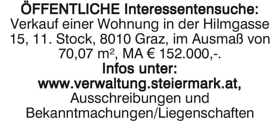 ÖFFENTLICHE Interessentensuche: