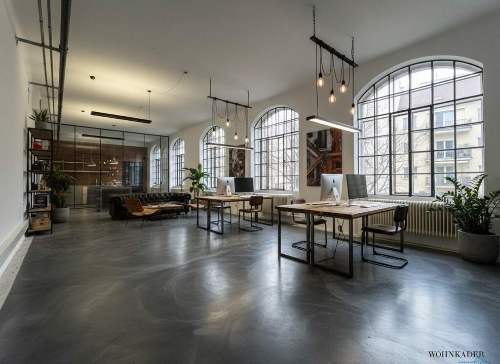 Modernes Loft-Büro in historischer Seidenfabrik – einzigartiger Backsteincharme &amp; hochwertige Ausstattung