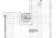 TERRASSENHIT, 61 m2 Dachgeschoß mit 48 m2 Terrasse, Wohnküche, 1 Zimmer, Wannenbad, Parketten, Fernblick, Holbeingasse