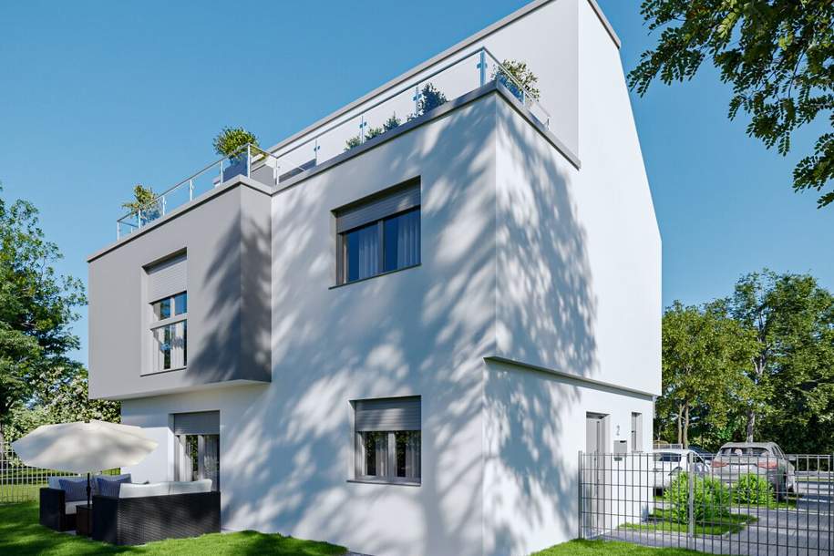 GROSSER GARTEN! 136 m² WOHNFLÄCHE, 5 ZIMMER, 2 WC's, DACHTERRASSE. PROVISIONSFREI für den Käufer., Haus-kauf, 664.900,€, 1210 Wien 21., Floridsdorf