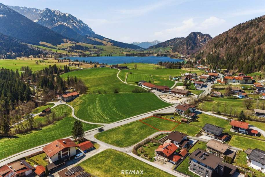 Sonniges Baugrundstück mit Bebauungsstudie für 6 Wohneinheiten in attraktiver Lage von Kössen, Grund und Boden-kauf, 648.200,€, 6345 Kitzbühel