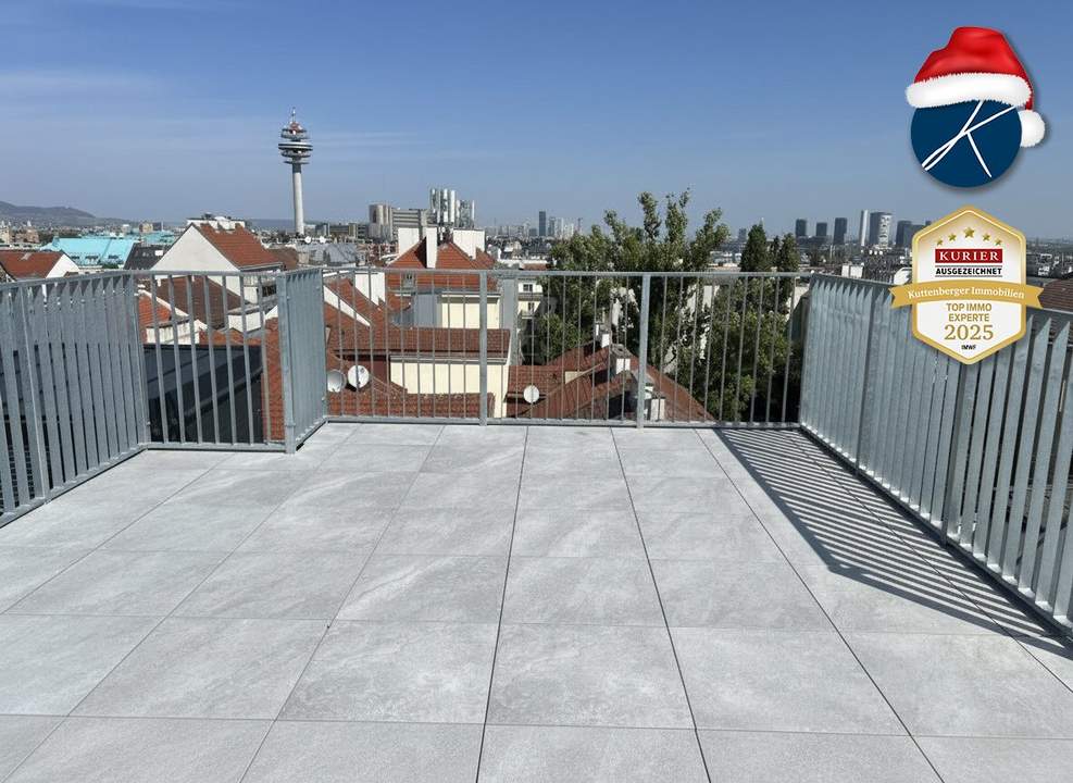 *Superprojekt: ''Über den Baumwipfeln" TOP 52 mit Süd-Westausrichtung + PANORAMA-DACHTERRASSE + 360° WIEN-BLICK