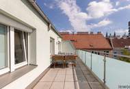 TERRASSENWOHNUNG IM DACHGESCHOSS OHNE SCHRÄGEN II 2 TERRASSEN MIT CA. 46m² II KLIMA II MODERNES BAD II 1 GARAGE II NÄHE YPPENPLATZ UND U6 II LETZER STOCK MIT LIFT