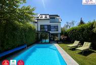 Moderne Designvilla mit Pool, Wintergarten, Kamin - Massivbau in Toplage mit perfekter Anbindung an die U6 (550 m) und Badner Bahn (350 m)
