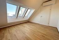 ERSTBEZUG, DACHGESCHOSS, klimatisierte 82 m2 Neubau mit Balkon, Wohnküche, 2 Zimmer, Wannenbad, Parketten, Augarten