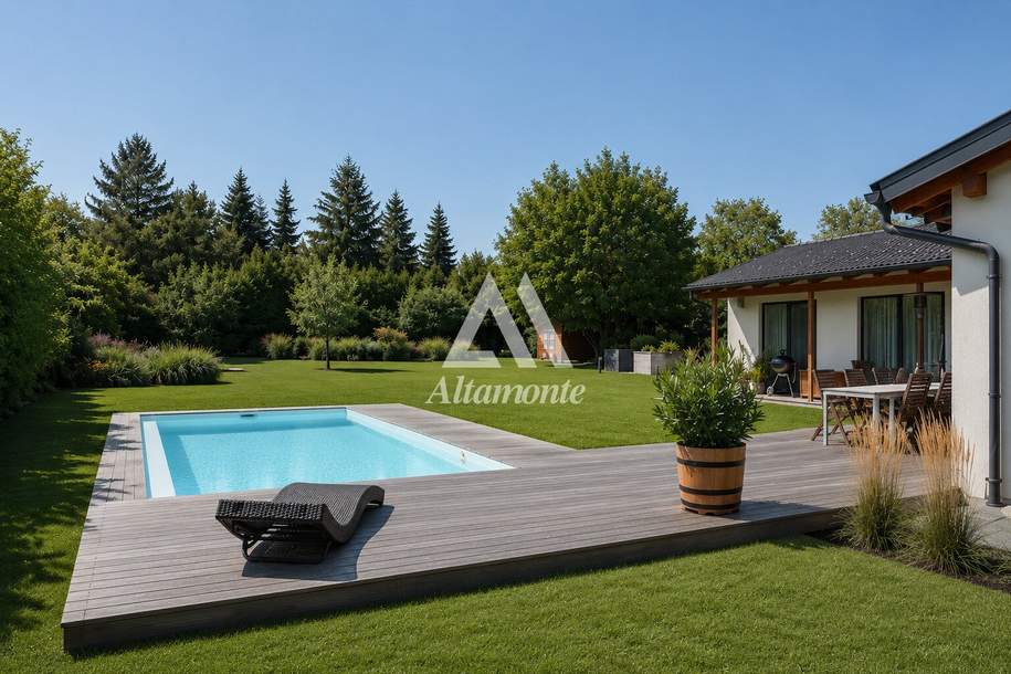 Architektenhaus mit Pool und Traumgarten in Gänserndorf Süd, Haus-kauf, 985.000,€, 2230 Gänserndorf