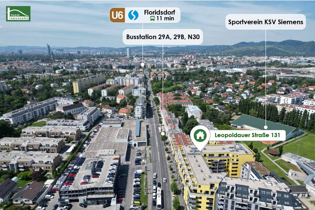 LEO 131 - hochwertiger Neubau zu fairen Preisen - gut angebunden (U1 Leopoldau + U6 Floridsdorf) - mit vollmöblierter Küche & Freifläche