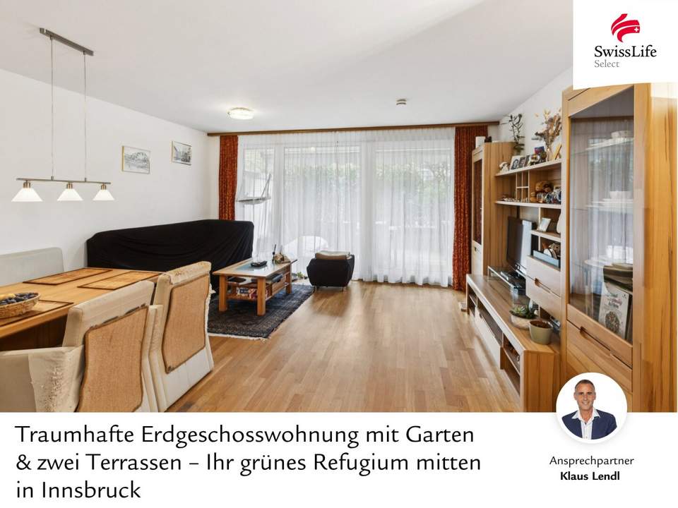 Traumhafte Erdgeschosswohnung mit Garten & zwei Terrassen – Ihr grünes Refugium mitten in Innsbruck