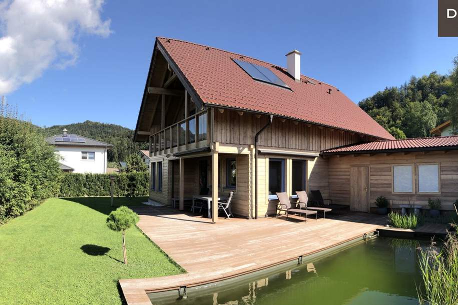 | BLOCKHAUS MIT NATURPOOL UND TRAUMHAFTEN GEBIRGSBLICK | SONNIGE LAGE AM FUSS DES SCHAFBERGS |, Haus-miete, 3.490,00,€, 5340 Salzburg-Umgebung