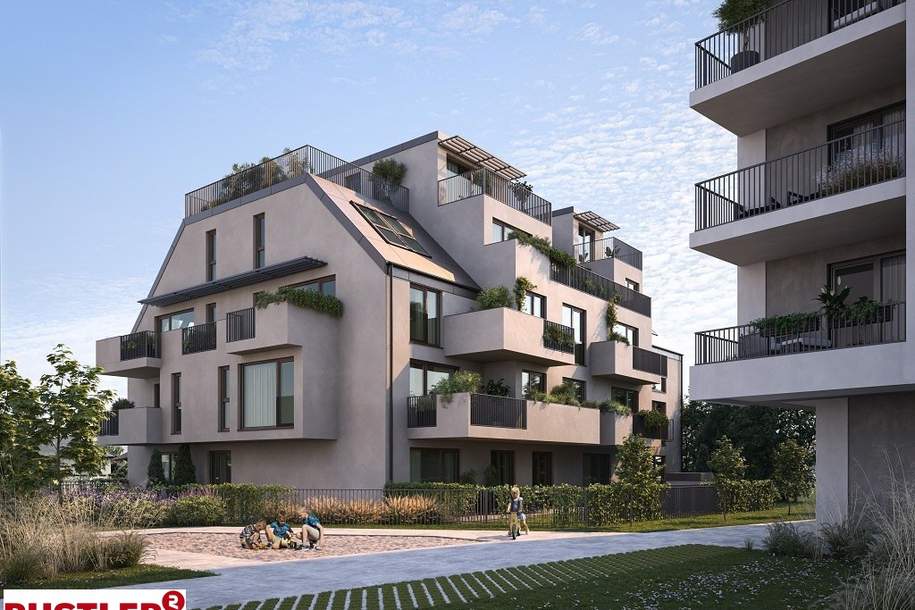 Wohnen beim Wasser - Sonnige Neubauwohnung mit großem Balkon in Stammersdorf!, Wohnung-kauf, 270.644,€, 1210 Wien 21., Floridsdorf