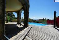 RIESIGER POOLBEREICH MIT AUSBLICK ÜBER GRAZ!! Exklusives Einfamilienhaus in Eggenberg mit Pool, XXL-Terrasse &amp; Traumgarten – Ihre private Oase in Graz!