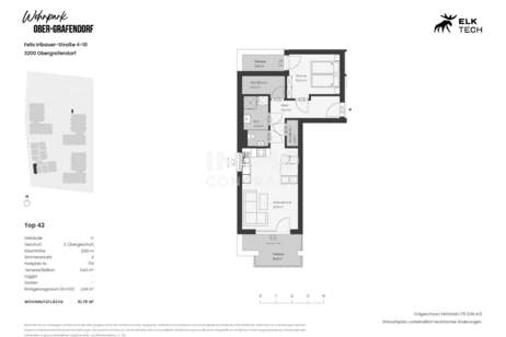 51,70qm 2ZI-S-Terrassenwohnung,Erstbezug, ökologische Bauweise, Wohnung-miete, 699,38,€, 3200 Sankt Pölten(Land)