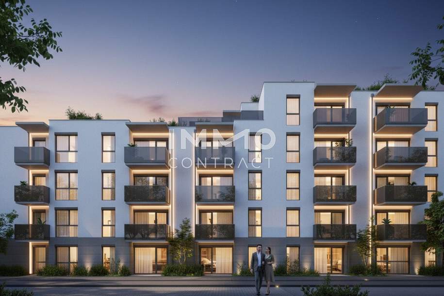 DONAU·ECK: Stilvolle 2-Zimmer-Wohnung mit Freifläche – provisionsfreier Erstbezug nahe Alte Donau, Wohnung-kauf, 259.500,€, 1210 Wien 22., Donaustadt