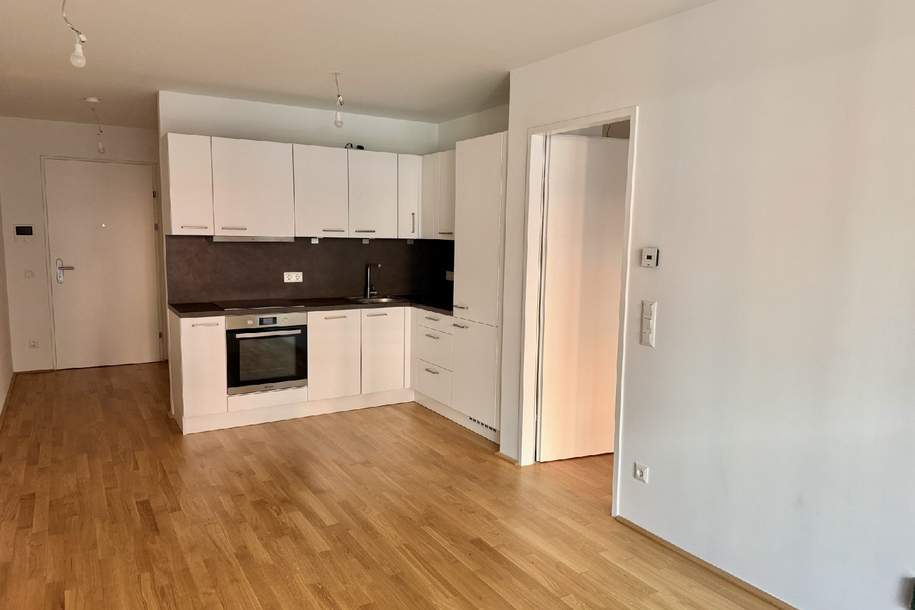 Moderne 2-Zimmer-Neubauwohnung mit Freifläche, Kellerabteil, Fitnessraum und Dachgarten, Wohnung-miete, 932,47,€, 1220 Wien 22., Donaustadt