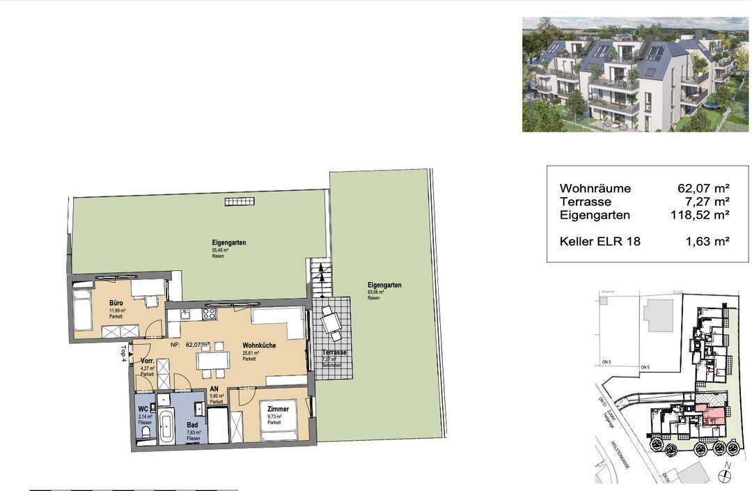 Neues Projekt in der Schwarzelackenau beim Marchfeldkanal - noch 18 Einheiten verfügbar!