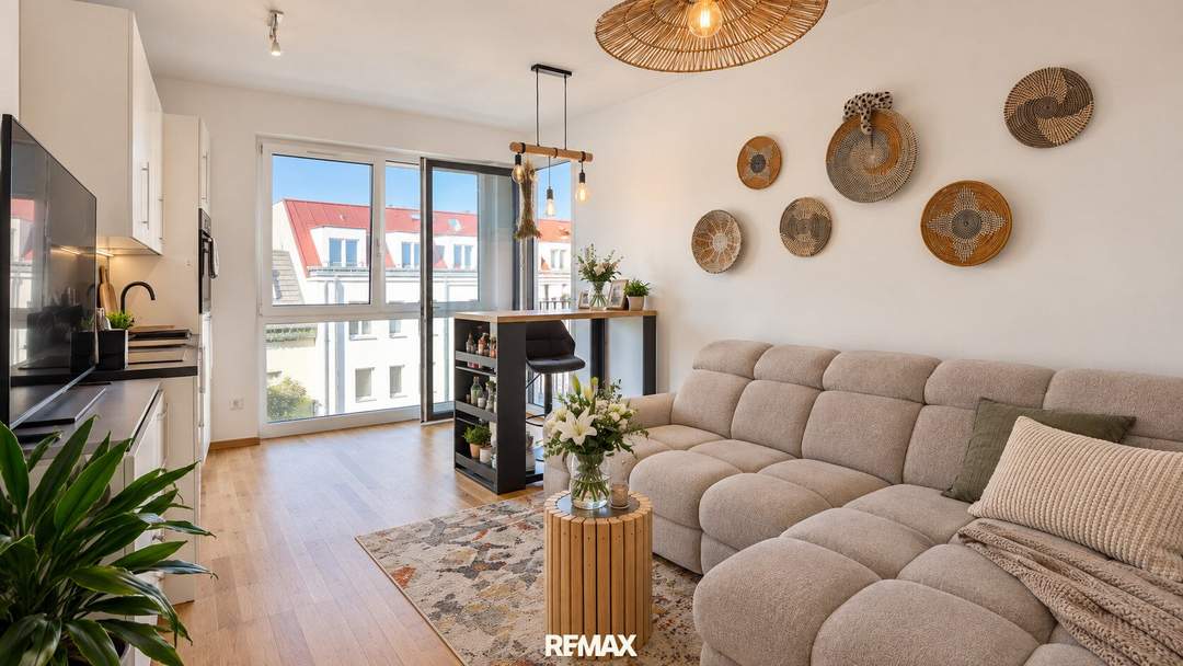 Exklusive, neuwertige Dachgeschosswohnung mit Balkon, Tiefgarage & Top-Infrastruktur Moderne 2-Zimmer-Dachgeschosswohnung in Wien-Liesing / Siebenhirten / Perchtoldsdorf
