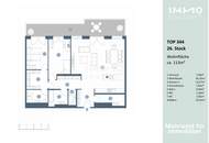 Exklusive 2-Zi-Penthouse-Wohnung mit Balkon & Traumblick in 1020 Wien – Infinity Pool + Concierge + Fitness etc. vorhanden