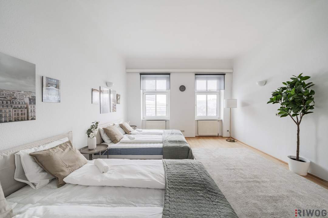 2 ZIMMER ALTBAU im 3. LIFTSTOCK II ca. 11m² BALKON II SOFORT NUTZBAR II AIRBNB oder SELBST EINZIEHEN II KOMPLETT MÖBLIERT II NÄHE U6/AKH/VOLKSOPER/WUK