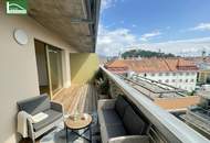 Attraktive 2-Zimmer-Stadtwohnung mit Balkon, Blick auf den Schlossberg und Stellplatz in der Tiefgarage