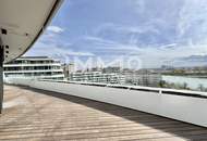 Sunny four-room apartment with 105 m² balcony and amazing amenities on the New Danube