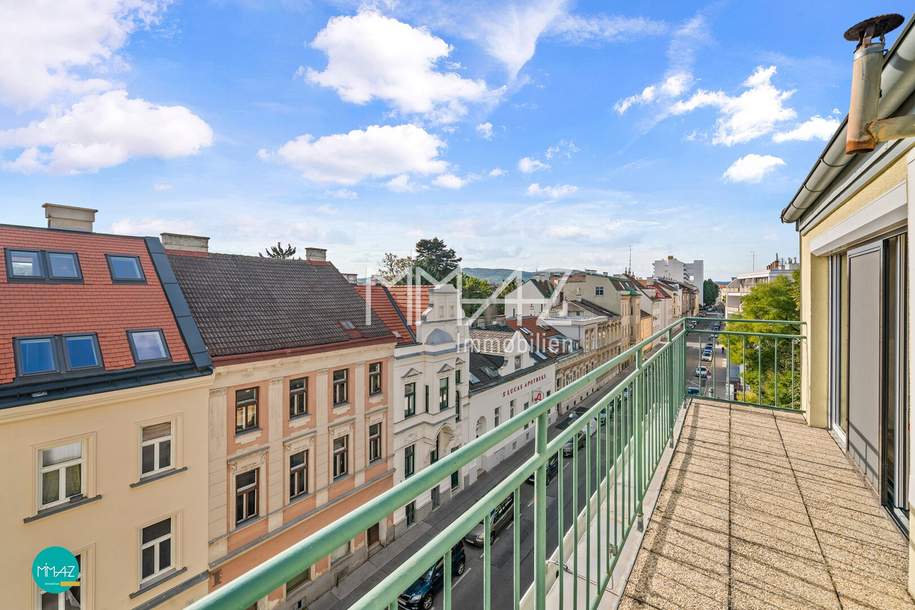 Lichtdurchflutete, ablösefreie Dachterrassenwohnung! 2 Zimmer | Fernblick | Südterrasse | Ausgezeichnete Infrastruktur., Wohnung-miete, 920,00,€, 1140 Wien 14., Penzing