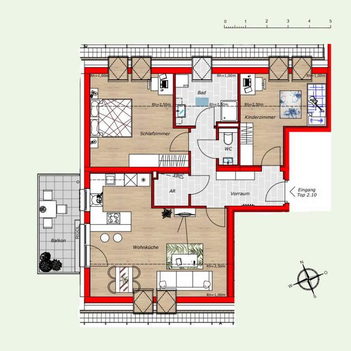 Hochwertige 3-Zimmer DG-Wohnung | 96 m² Wohnfläche | mit Balkon & 2 Parkplätzen (Ziegelmassiv!)