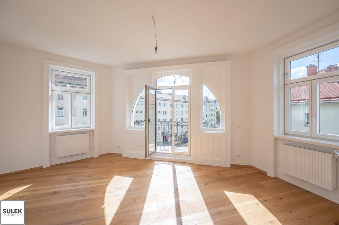 Großzügige 2-Zimmer-Altbauwohnung mit besonderem Grundriss &amp; Balkon unbefristet mieten | U1 Troststraße | Top 37