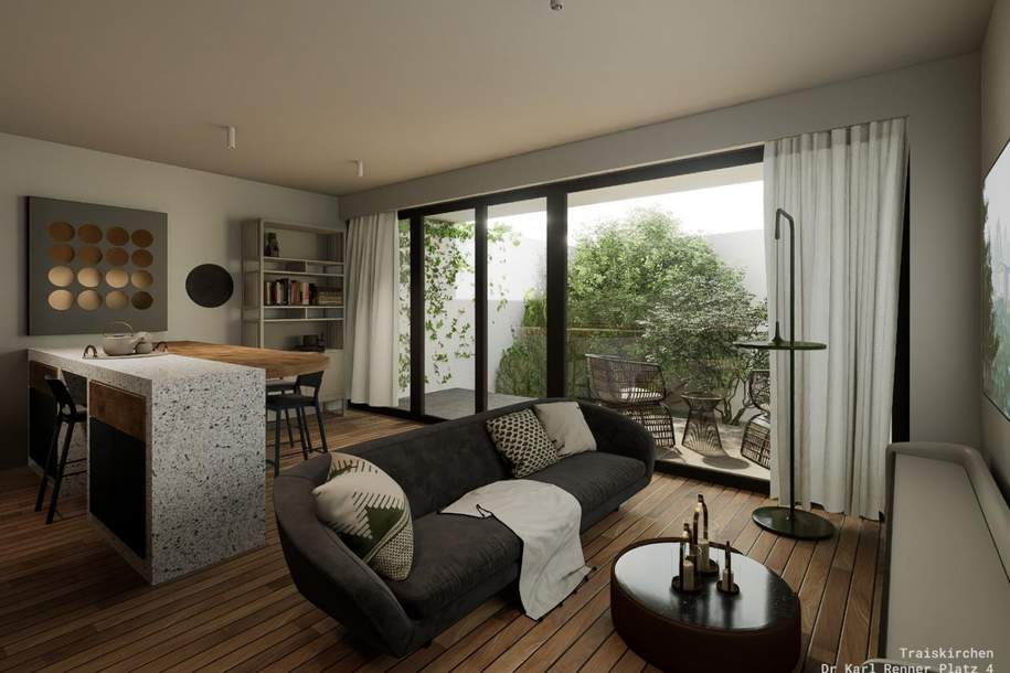 Neubau Erstbezug | 2 Zimmer Gartenwohnung | herrliche Grünlage | inkl. 2 Garagenplätze, Wohnung-kauf, 299.000,€, 2514 Baden