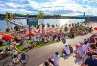 Top-Ausblick über Kaisermühlen, Alte Donau und Neue Donau