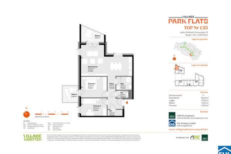 Nachhaltige Investition in eine aufstrebende Umgebung: Die PARK FLATS, Wohnung-kauf, 180.000,€, 1030 Wien 3., Landstraße