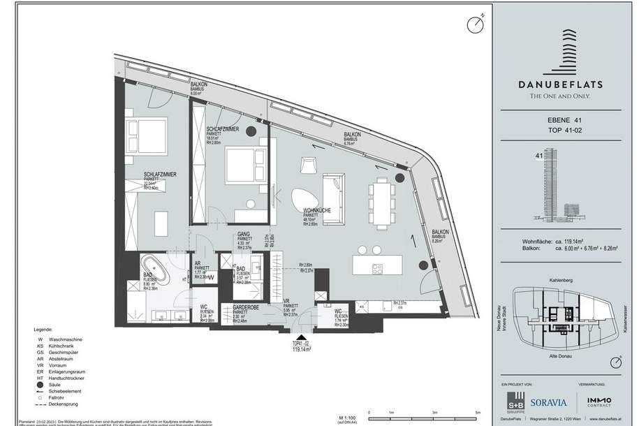 Leben über den Dächern Wiens mit Fitness, Spa und Pool!, Wohnung-kauf, 1.590.000,€, 1220 Wien 22., Donaustadt