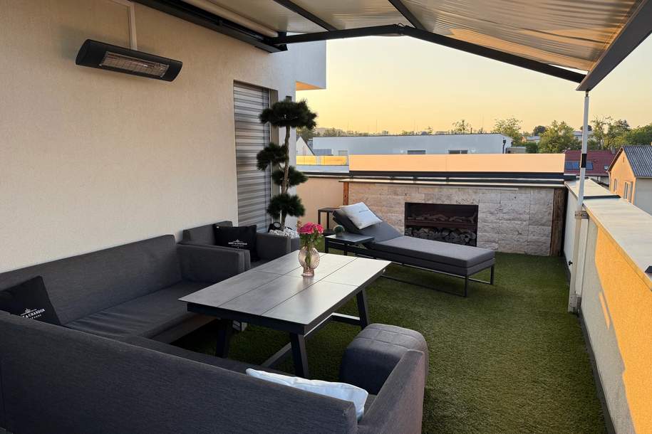 PREIS inkl. 2 TG Parkplätze und 1 Besucherparkplatz,Luxuriöse Dachterrassen-wohnung in Pasching-Exklusives Wohnen mit Sauna, Outdoor-Küche&amp;Panoramablick (Provisionsfrei), Wohnung-kauf, 540.000,€, 4061 Linz-Land