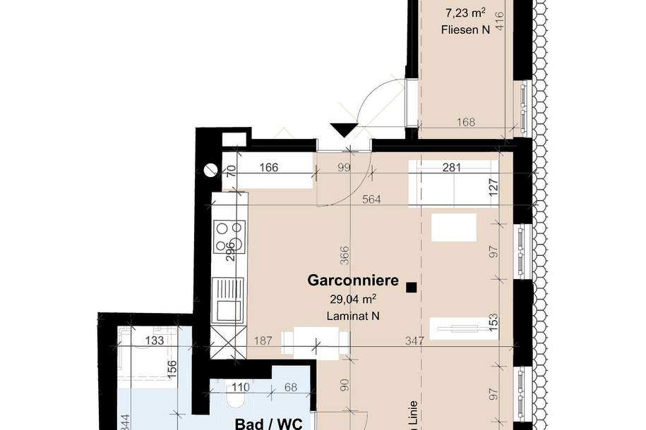 Geförderte Altbauwohnung im 3. Stock mit 1 Zimmer, Wohnung-miete, 457,75,€, 8020 Graz(Stadt)