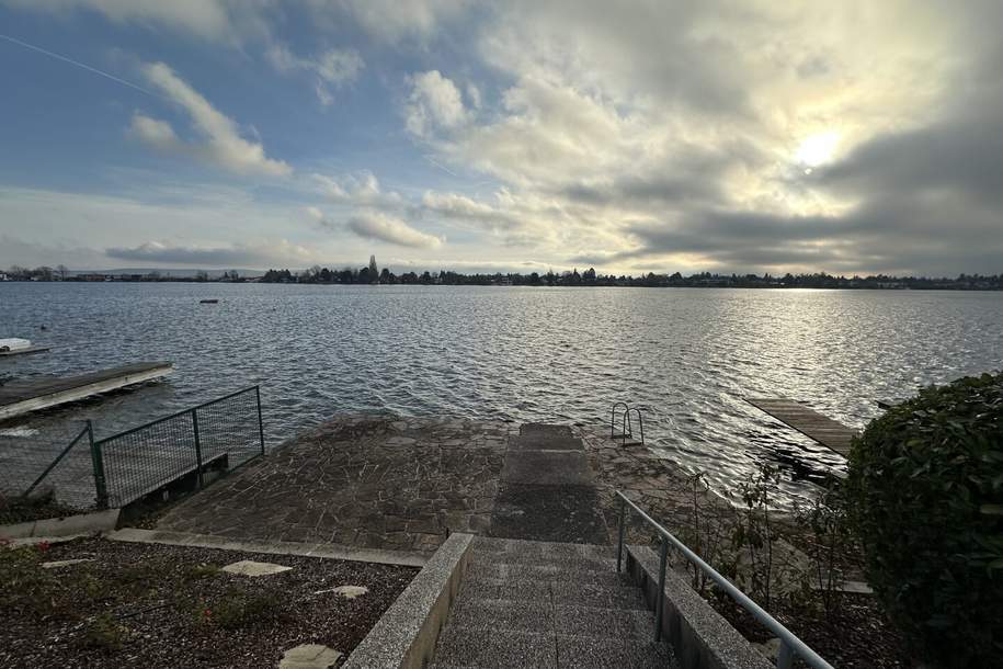 große UFERPARZELLE – renoviertes Seehaus mit traumhaftem breiten Uferbereich und Doppelgarage auf Pachtgrund zu verkaufen, Haus-kauf, 295.000,€, 2491 Eisenstadt-Umgebung