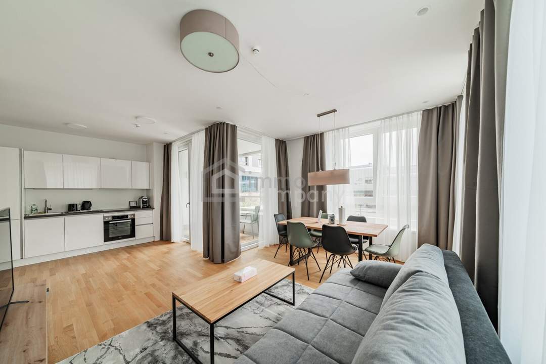 Familienfreundliche 3-Zimmer-Wohnung mit Loggia im VIENNA TWENTYTWO – Pool über den Dächern, Gym, all-inclusive | 1220 Wien