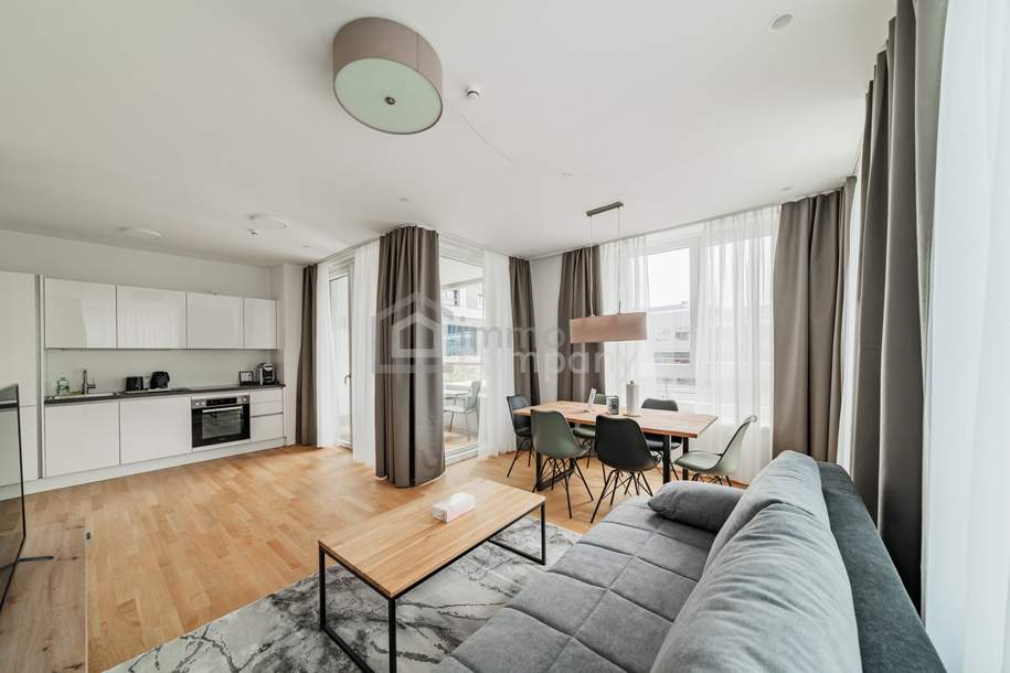 Familienfreundliche 3-Zimmer-Wohnung mit Loggia im VIENNA TWENTYTWO – Pool über den Dächern, Gym, all-inclusive | 1220 Wien, Wohnung-miete, 2.750,00,€, 1220 Wien 22., Donaustadt