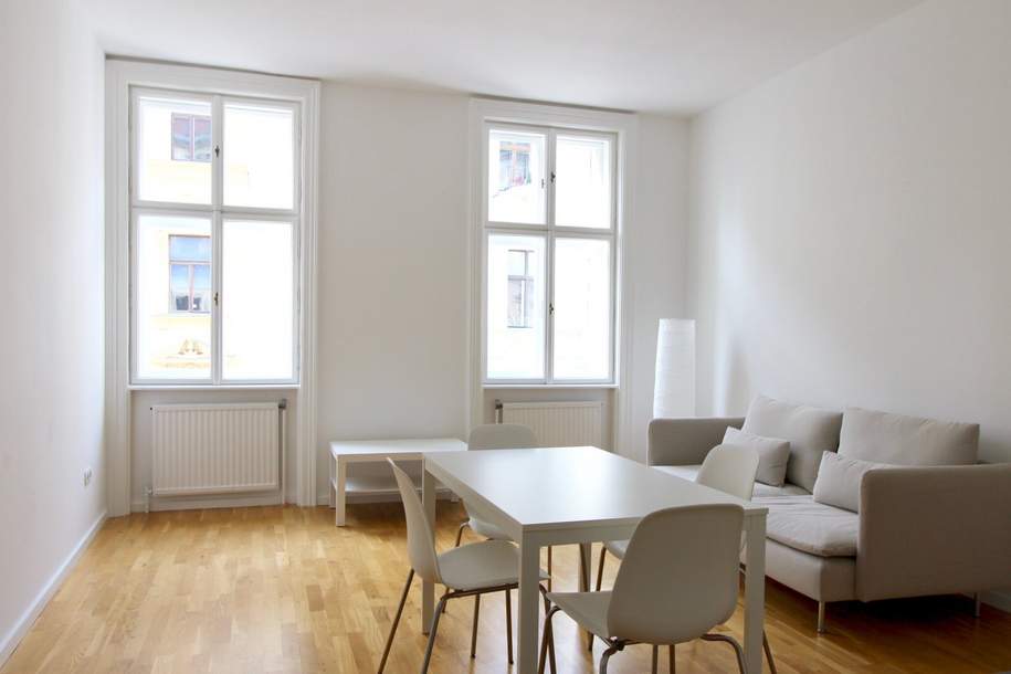 Lichtdurchflutete, neu möblierte 2-Zimmer-Altbauwohnung - Nähe Mariahilfer Straße, Wohnung-miete, 1.350,71,€, 1060 Wien 6., Mariahilf