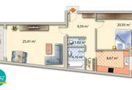 Idealer Grundriss! Helle 2-Zimmer Wohnung mit Südloggia im 2. Liftstock! Single- oder Paarwohnung! Ausgezeichnete Infrastruktur! Ablösefrei!